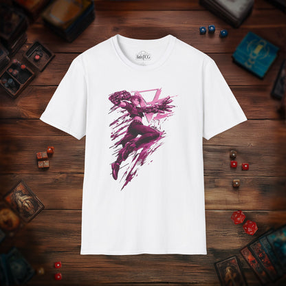 Cyberpunk Fighter T-Shirt — Pink-Haired Gauntlets Neon Streetwear