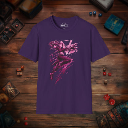Cyberpunk Fighter T-Shirt — Pink-Haired Gauntlets Neon Streetwear