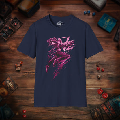 Cyberpunk Fighter T-Shirt — Pink-Haired Gauntlets Neon Streetwear