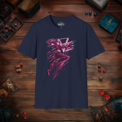 Cyberpunk Fighter T-Shirt — Pink-Haired Gauntlets Neon Streetwear