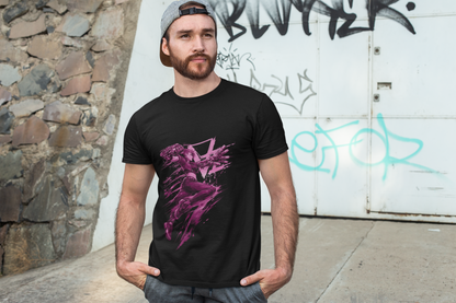 Cyberpunk Fighter T-Shirt — Pink-Haired Gauntlets Neon Streetwear
