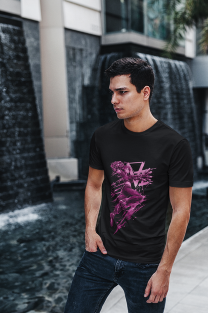 Cyberpunk Fighter T-Shirt — Pink-Haired Gauntlets Neon Streetwear