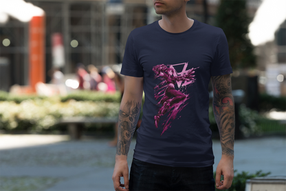 Cyberpunk Fighter T-Shirt — Pink-Haired Gauntlets Neon Streetwear