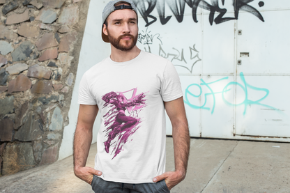 Cyberpunk Fighter T-Shirt — Pink-Haired Gauntlets Neon Streetwear