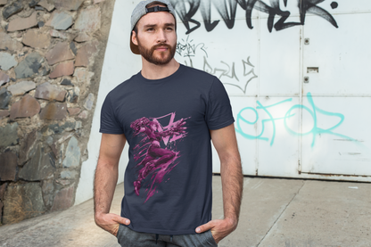Cyberpunk Fighter T-Shirt — Pink-Haired Gauntlets Neon Streetwear