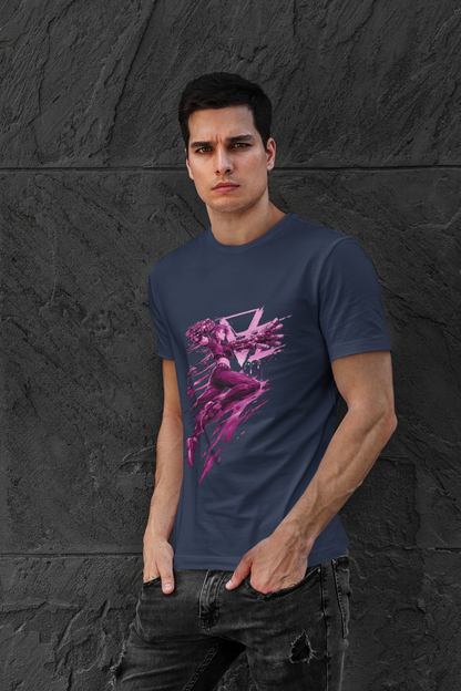 Cyberpunk Fighter T-Shirt — Pink-Haired Gauntlets Neon Streetwear