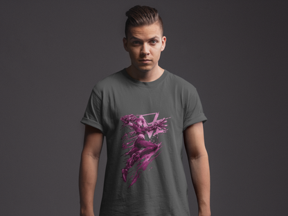 Cyberpunk Fighter T-Shirt — Pink-Haired Gauntlets Neon Streetwear