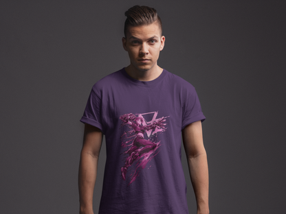 Cyberpunk Fighter T-Shirt — Pink-Haired Gauntlets Neon Streetwear