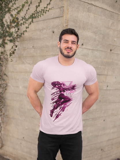 Cyberpunk Fighter T-Shirt — Pink-Haired Gauntlets Neon Streetwear