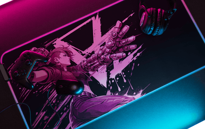 Pink Cyberpunk Fighter Punch! TCG Playmat