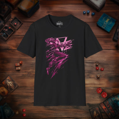 Cyberpunk Fighter T-Shirt — Pink-Haired Gauntlets Neon Streetwear