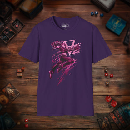 Cyberpunk Fighter T-Shirt — Pink-Haired Gauntlets Neon Streetwear