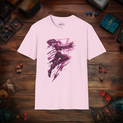 Cyberpunk Fighter T-Shirt — Pink-Haired Gauntlets Neon Streetwear